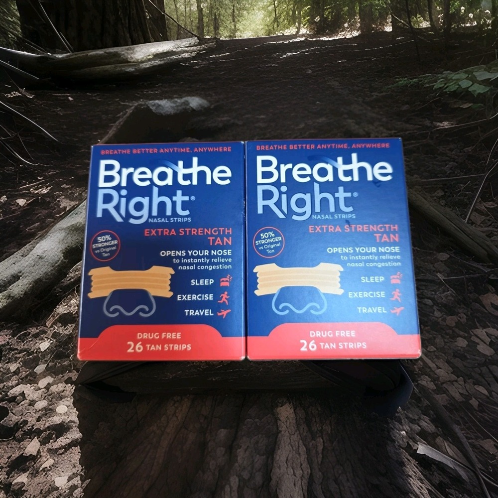 Breathe Right Extra Strength Nasal Strips Tan, 26 Strips Each (2-Pack)